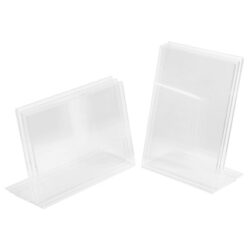 Set of A4 Display Stands transparent A4 display stands ideal for showcasing books, postcards or artworks. Set of 6 – 3 x A4 Landscape and 3 x Square A4 Portrait Stands. Clear perspex acrylic display stands.