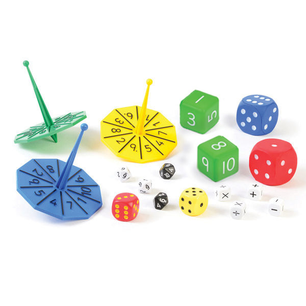 Set of Dice & Spinners for Maths Resources Early Excellence