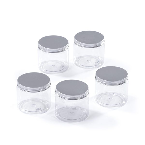 Set of 5 Clear Jars with Lids