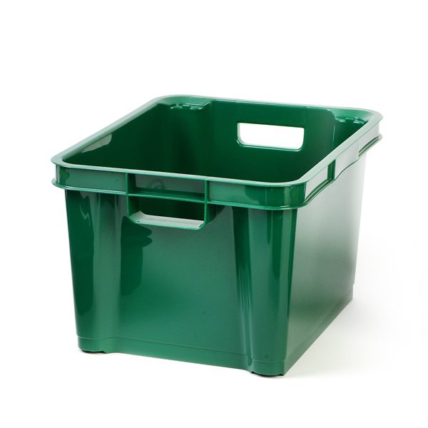 green plastic tote