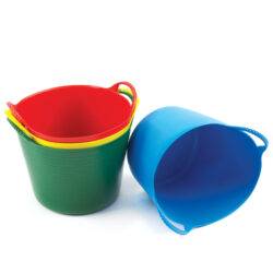 Set of multicoloured trugs for storage gardening tubtrugs