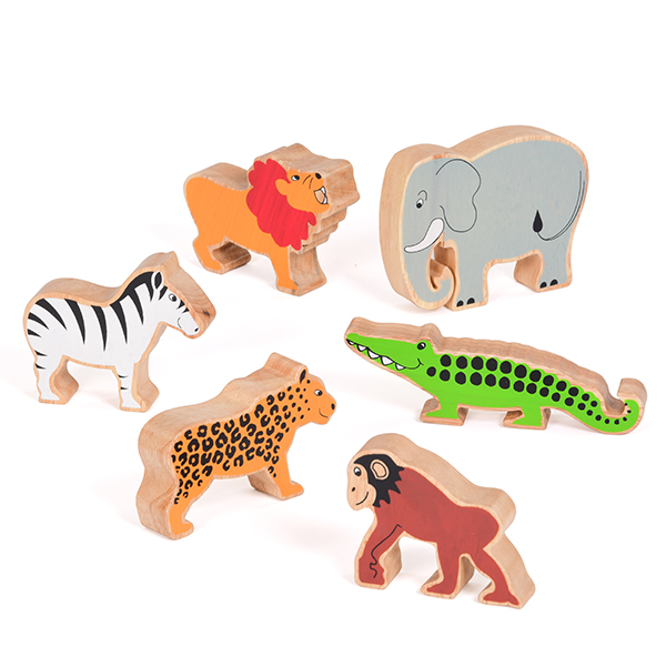 Set of Wooden Wild Animals Early Years Block & Small World Play