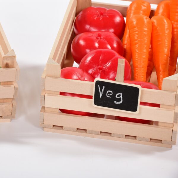 Set of Wooden Crates with Food