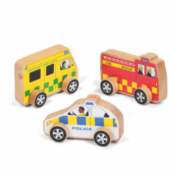 Set of Wooden Emergency Vehicles