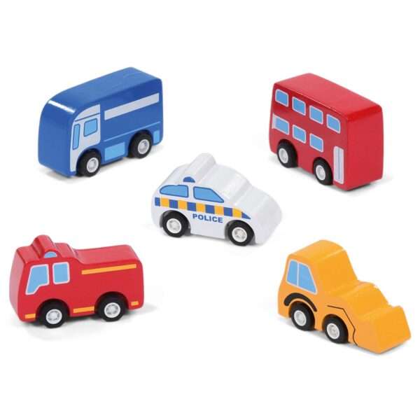 Set of Painted Wooden Vehicles